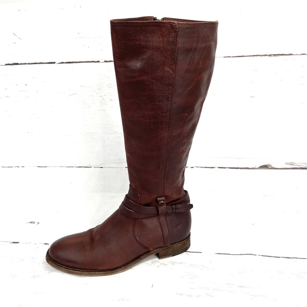 Frye Shoes Women's 6M Burgundy Riding Boots Knee High Leather Zip Up